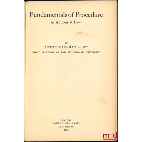 FUNDAMENTALS OF PROCEDURE IN ACTIONS AT LAW