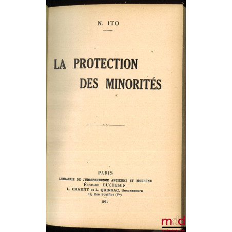 LA PROTECTION DES MINORITÉS