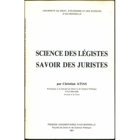 SCIENCE DES LÉGISTES SAVOIR DES JURISTES, 2e édition