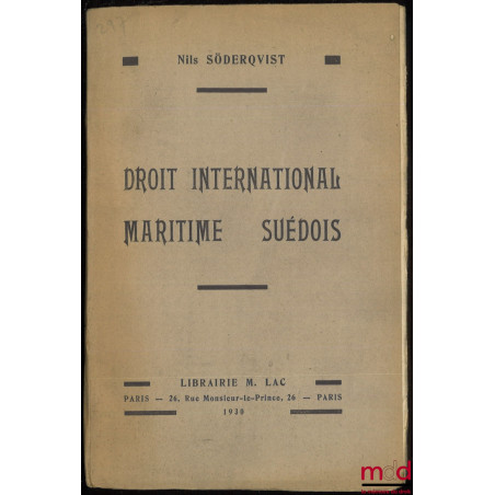 DROIT INTERNATIONAL MARITIME SUÉDOIS