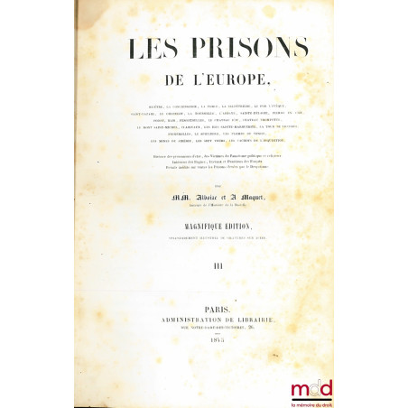 LES PRISONS DE L’EUROPE, (mq. t. I & II)