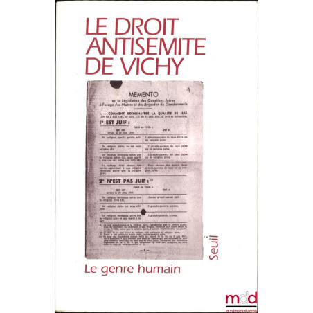 LE DROIT ANTISÉMITE DE VICHY, Revue Le genre humain