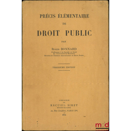 PRÉCIS ÉLÉMENTAIRE DE DROIT PUBLIC, 3e éd.