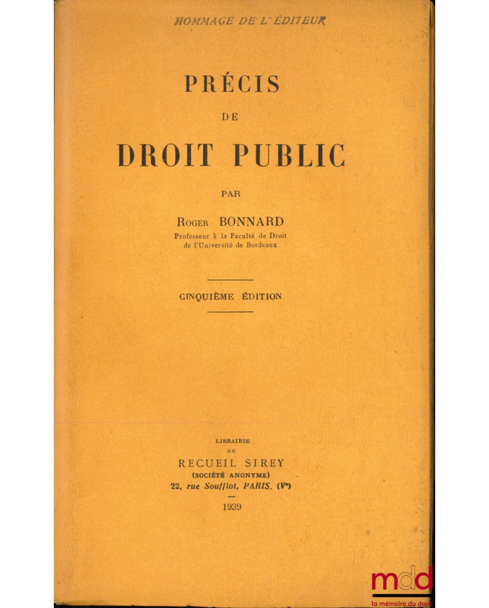 PRÉCIS DE DROIT PUBLIC, 5ème éd.