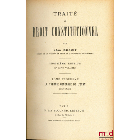 TRAITÉ DE DROIT CONSTITUTIONNEL, 3e éd.