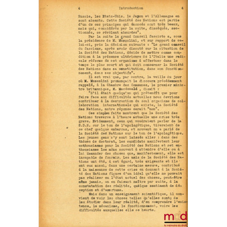 LA SOCIÉTÉ DES NATIONS, RÉPÉTIONS ÉCRITES DE DROIT INTERNATIONAL PUBLIC 1933-1934, Diplôme d’Études Supérieures - Droit publi...