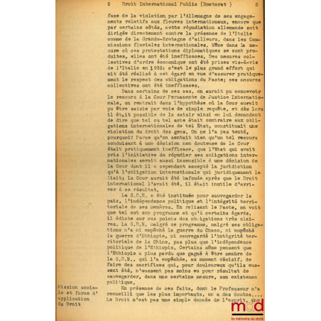 LE DROIT DES GENS DANS LA JURISPRUDENCE INTERNATIONALE, RÉPÉTIONS ÉCRITES DE DROIT INTERNATIONAL PUBLIC 1936-1937, Diplôme d’...