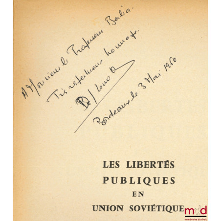 LES LIBERTÉS PUBLIQUES EN UNION SOVIÉTIQUE, Préface de J.-M. Auby