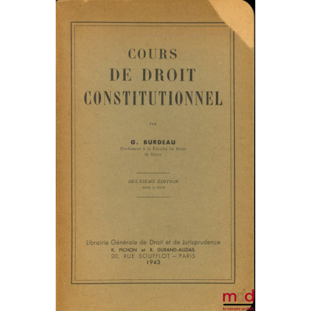 COURS DE DROIT CONSTITUTIONNEL, 2ème éd. mise à jour