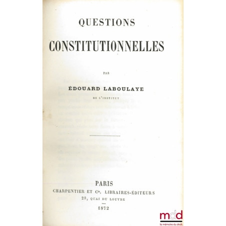 QUESTIONS CONSTITUTIONNELLES
