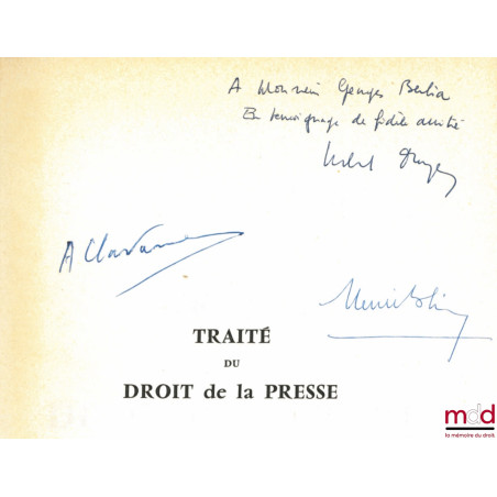 TRAITÉ DU DROIT DE LA PRESSE (Ancien code de la presse de Barbier)