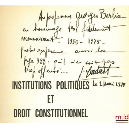 INSTITUTIONS POLITIQUES ET DROIT CONSTITUTIONNEL