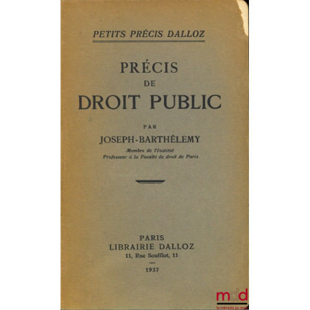 PRÉCIS DE DROIT PUBLIC, coll. Petits précis Dalloz