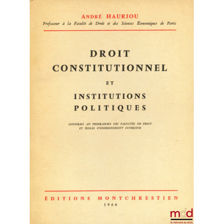 DROIT CONSTITUTIONNEL ET INSTITUTIONS POLITIQUES