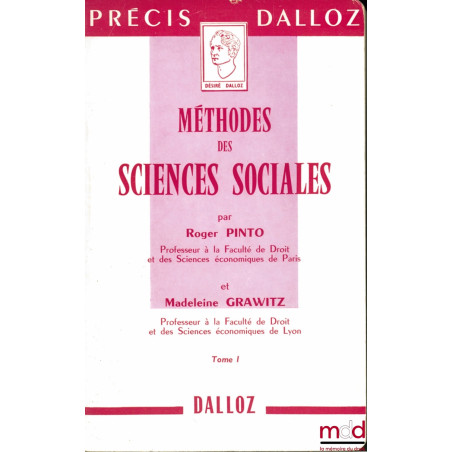 MÉTHODES DES SCIENCES SOCIALES, coll. Précis Dalloz
