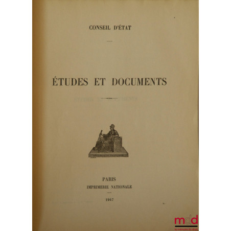 ÉTUDES ET DOCUMENTS DU CONSEIL D’ÉTAT, Fascicule n° 1 [1947] au n° 27 [1975/76]