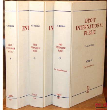 DROIT INTERNATIONAL PUBLIC :t. I Introduction et Sources ;t. II Les Sujets de Droit ;t. III Les Compétences (mq. t. IV à VI)