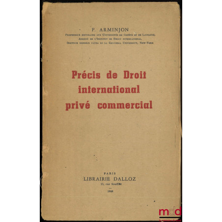 PRÉCIS DE DROIT INTERNATIONAL PRIVÉ COMMERCIAL
