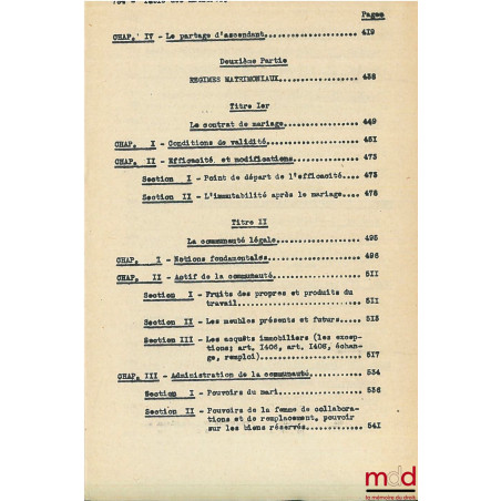 COURS DE DROIT CIVIL, Licence 3e année, 1945-1946