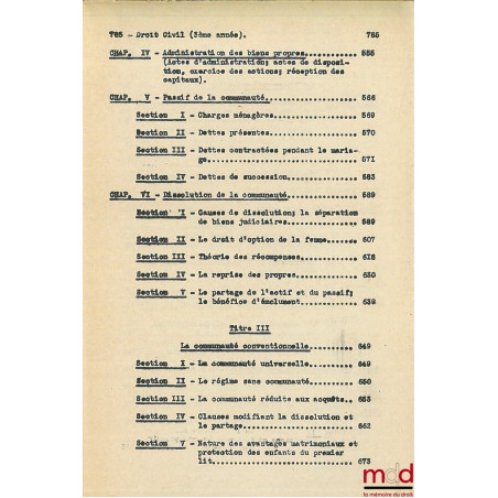 COURS DE DROIT CIVIL, Licence 3ème année, 1945-1946