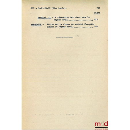 COURS DE DROIT CIVIL, Licence 3e année, 1945-1946