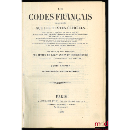 LES CODES FRANÇAIS COLLATIONNÉS SUR LES TEXTES OFFICIELS, 33e éd.