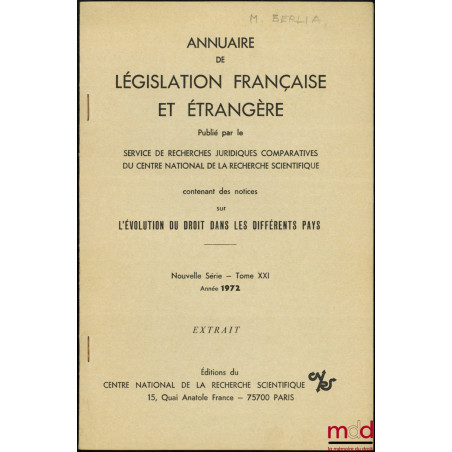 LA Ve RÉPUBLIQUE EN 1979, extrait de l’Annuaire de législation française et étrangère, nouvelle série, t. XXVIII, années 1979...