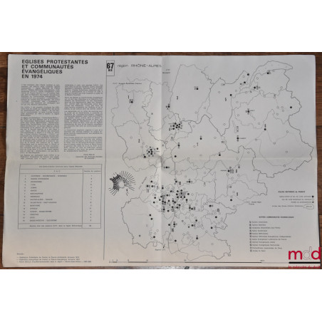 CARTES :ÉGLISES PROTESTANTES ET COMMUNAUTÉS ÉVANGÉLIQUES EN 1974 ;RÉPARTITION DES PROTESTANTS « RÉFORMÉS » EN 1965