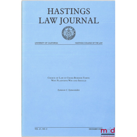 CHOICE OF LAW IN CROSS-BORDER TORTS : WHY PLAINTIFFS WIN AND SHOULD, vol. 61, no 2