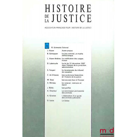 HISTOIRE DE LA JUSTICE, n° 1 (1988)
