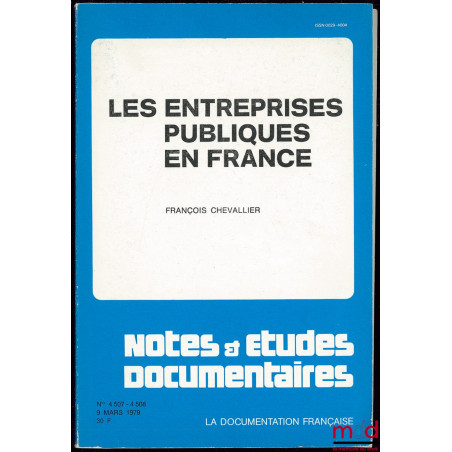 LES ENTREPRISES PUBLIQUES EN FRANCE, coll. Notes et études documentaires