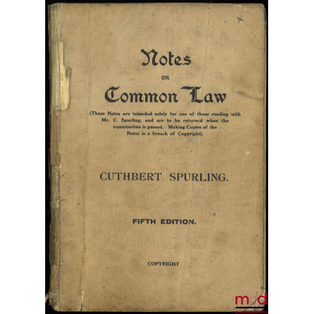 NOTES ON COMMON LAW, 5th ed.