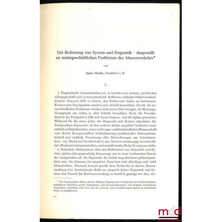 DIE BEDEUNTUNG VON SYSTEM UND DOGMATIK – DARGESTELLT AN RECHTSGESCHÄFTLICHEN PROBLEMEN DES MASSENVERKEHRS, Archiv für die civ...