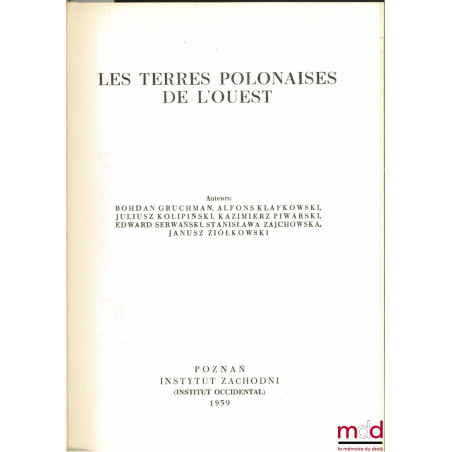 LES TERRES POLONAISES DE L’OUEST, Inst. Occidental