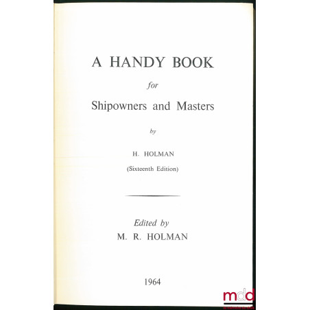 A HANDY BOOK FOR SHIPOWNERS AND MASTERS, 16th ed.