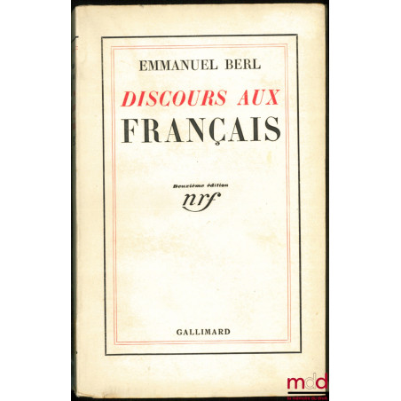 DISCOURS AUX FRANÇAIS, 2ème éd.