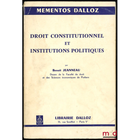 DROIT CONSTITUTIONNEL ET INSTITUTIONS POLITIQUES