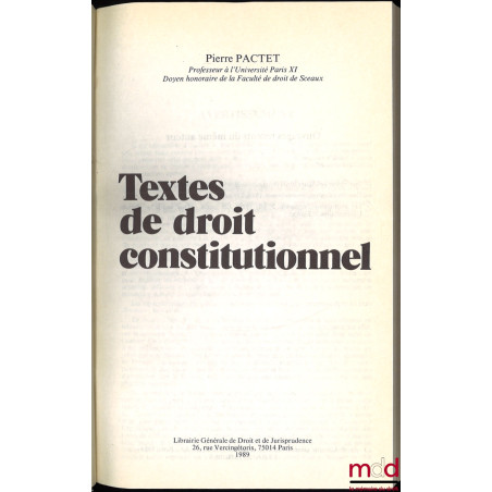TEXTES DE DROIT CONSTITUTIONNEL