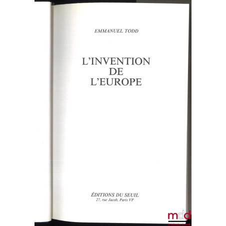 L’INVENTION DE L’EUROPE, coll. L’Histoire immédiate