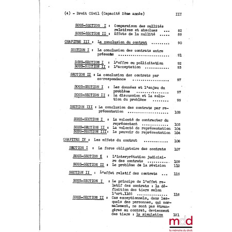 COURS DE DROIT CIVIL, Capacité 2e année, 1953-1954