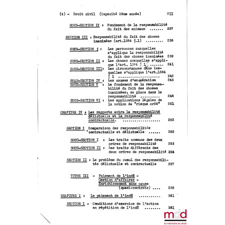 COURS DE DROIT CIVIL, Capacité 2ème année, 1953-1954