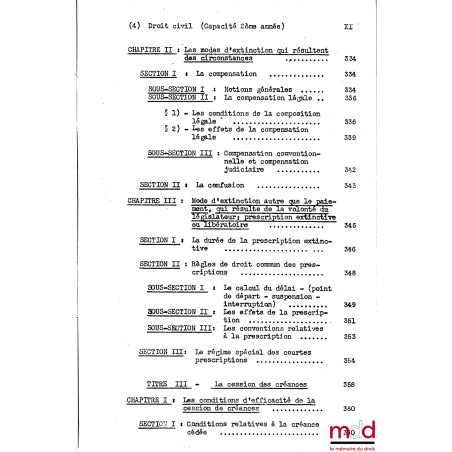 COURS DE DROIT CIVIL, Capacité 2e année, 1953-1954