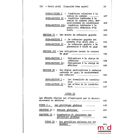 COURS DE DROIT CIVIL, Capacité 2e année, 1953-1954