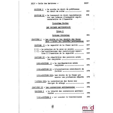 COURS DE DROIT CIVIL, Capacité 2e année, 1953-1954