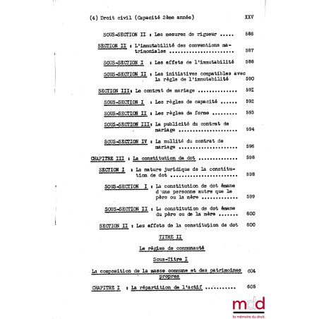 COURS DE DROIT CIVIL, Capacité 2ème année, 1953-1954