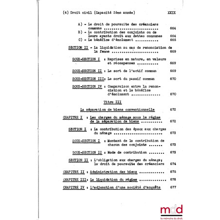 COURS DE DROIT CIVIL, Capacité 2ème année, 1953-1954