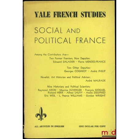 SOCIAL AND POLITICAL FRANCE, coll. Yale French Studies