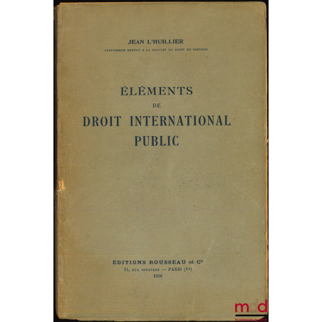 ÉLÉMENTS DE DROIT INTERNATIONAL PUBLIC