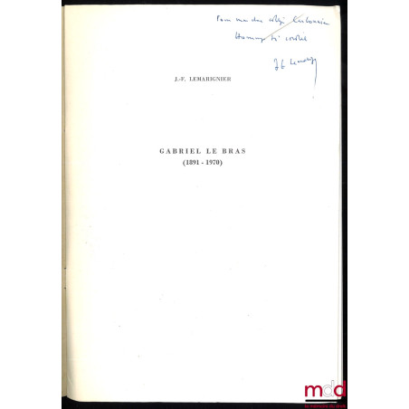 GABRIEL LE BRAS (1891-1970), extrait de « Aevum », année 1972, fasc. I-II