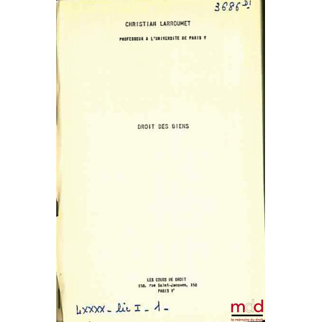 DROIT DES BIENS, année 1978